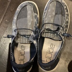 Hey Dude Navy and White Patterned Loafers